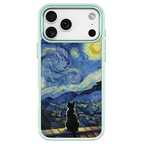 Starry Night Tuxedo Cat Green phone case for iPhone 17 Pro Max