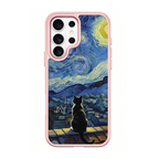 Starry Night Tuxedo Cat Pink phone case for Samsung S26 Ultra
