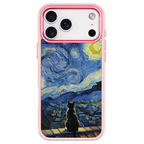 Starry Night Tuxedo Cat Pink phone case for iPhone 17 Pro