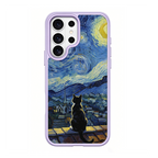 Starry Night Tuxedo Cat Purple phone case for Samsung S26 Ultra