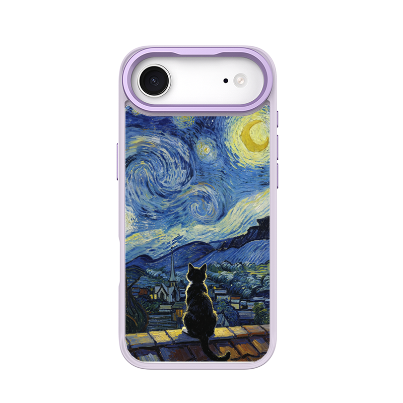 Starry Night Tuxedo Cat Purple phone case for iPhone 17 Air