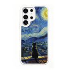 Starry Night Tuxedo Cat White phone case for Samsung S25 Ultra