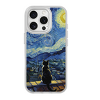 Starry Night Tuxedo Cat White phone case for iPhone 16 Plus