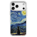 Starry Night Tuxedo Cat White phone case for iPhone 17 Pro Max