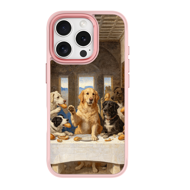 The Last Supper Dogs Pink phone case for iPhone 15 Plus