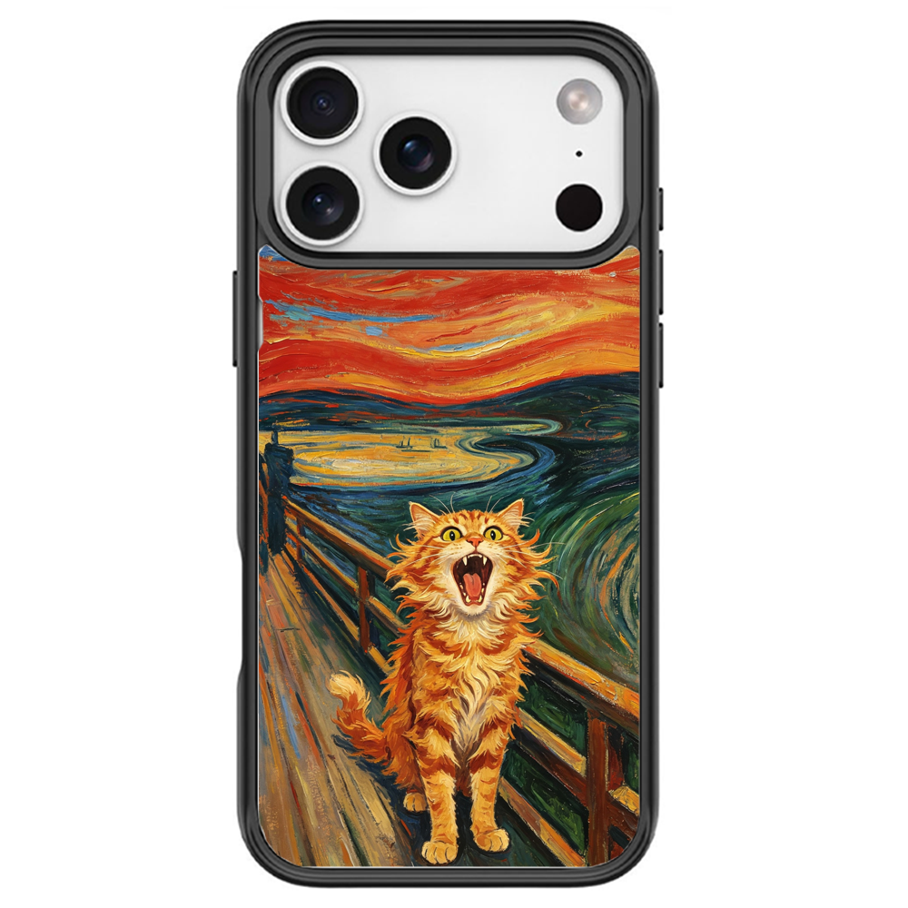 The Scream Cat Black phone case for iPhone 18 Pro Max