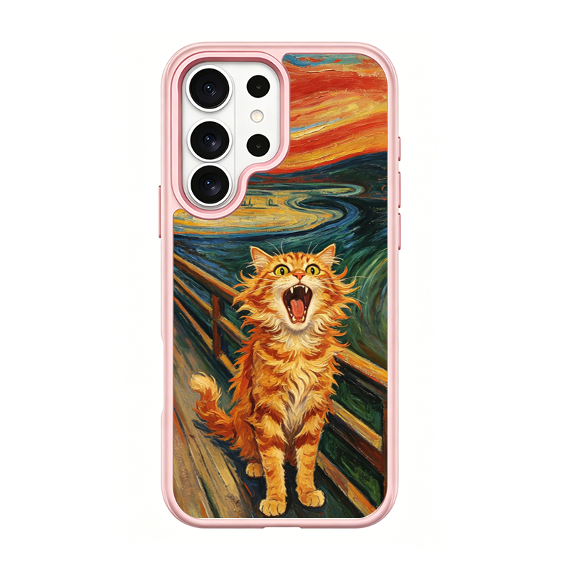 The Scream Cat Pink phone case for Samsung S26 Ultra