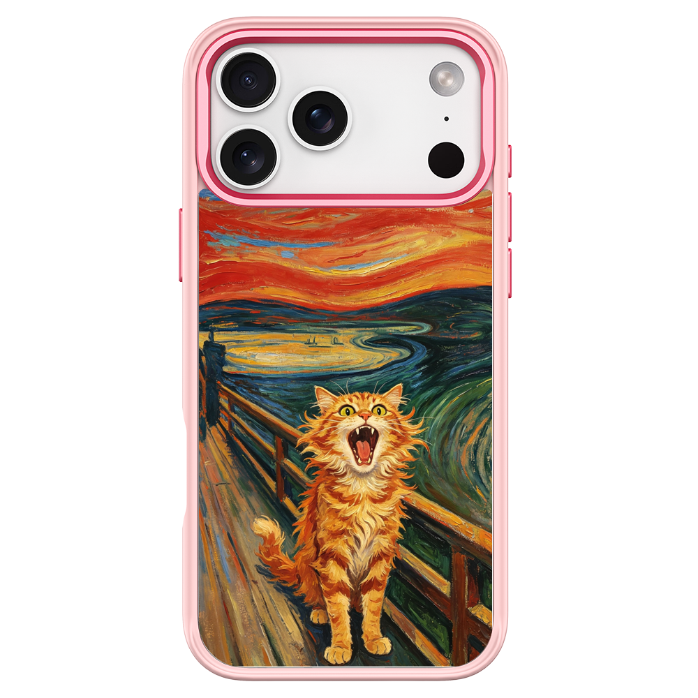 The Scream Cat Pink phone case for iPhone 18 Pro Max