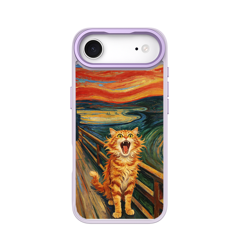 The Scream Cat Purple phone case for iPhone 17 Air