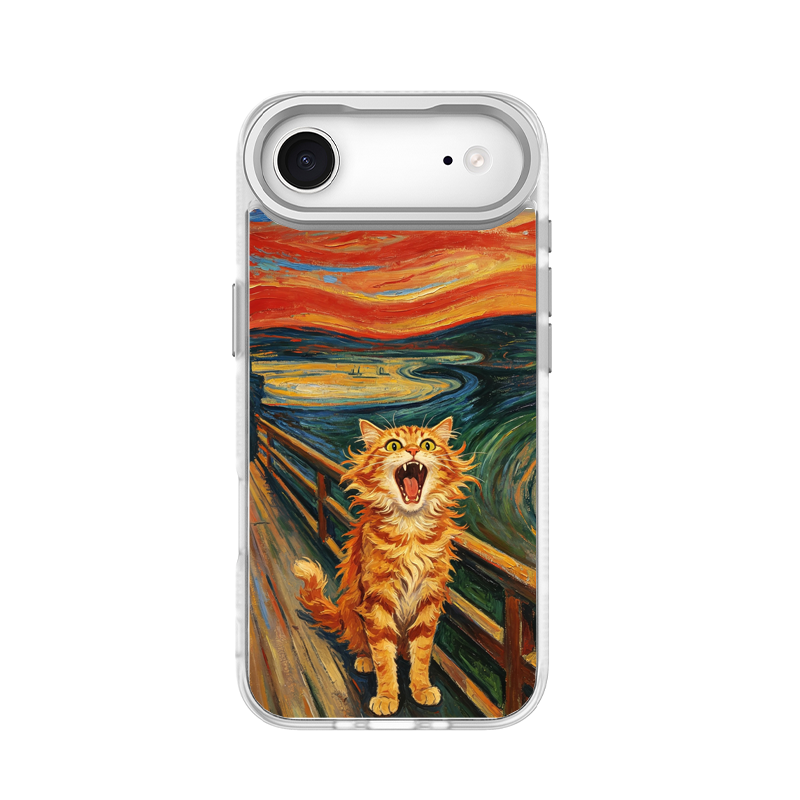 The Scream Cat White phone case for iPhone 17 Air