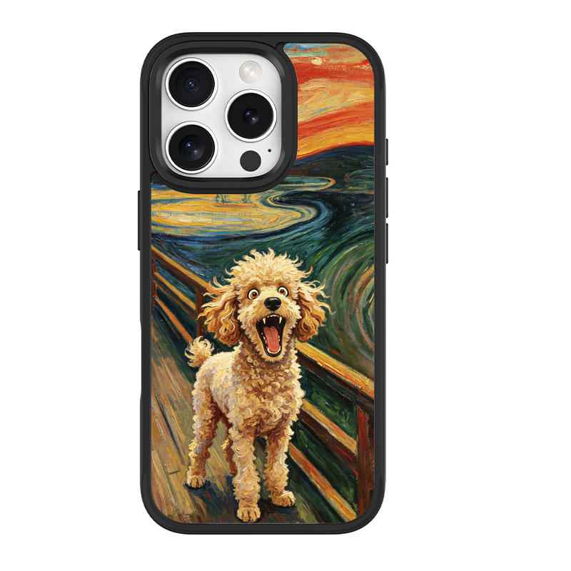 The Scream Poodle Black phone case for iPhone 15 Pro Max