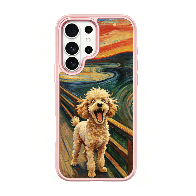 The Scream Poodle Pink phone case for Samsung S26 Ultra