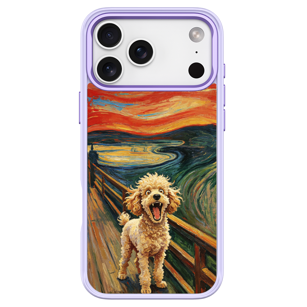 The Scream Poodle Purple phone case for iPhone 18 Pro Max