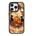 Twin Black Cats Halloween Black phone case for iPhone 15