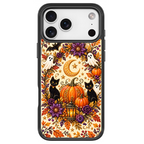 Twin Black Cats Halloween Black phone case for iPhone 17