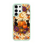 Twin Black Cats Halloween Green phone case for Samsung S25 Ultra
