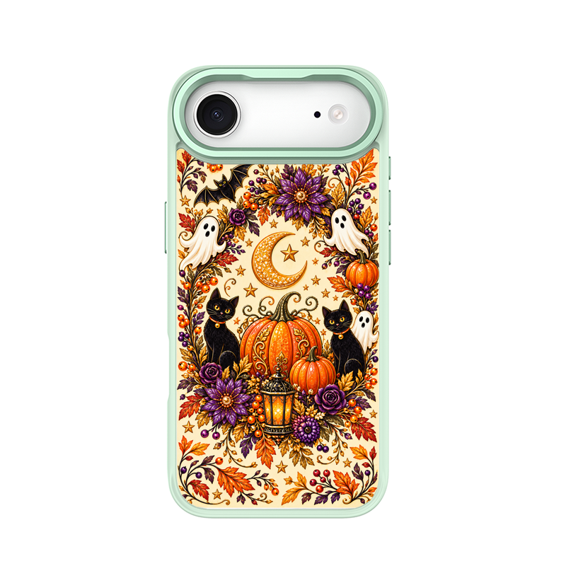 Twin Black Cats Halloween Green phone case for iPhone 17 Air