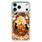 Twin Black Cats Halloween Green phone case for iPhone 17 Pro