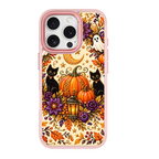 Twin Black Cats Halloween Pink phone case for iPhone 16 Pro Max