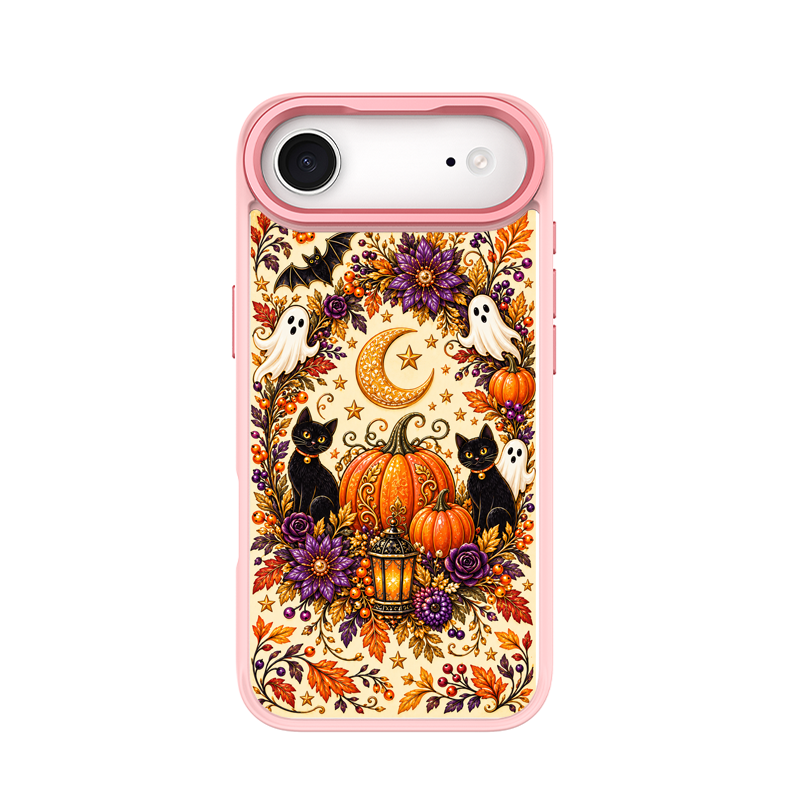 Twin Black Cats Halloween Pink phone case for iPhone 17 Air