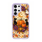 Twin Black Cats Halloween Purple phone case for Samsung S25 Ultra