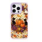 Twin Black Cats Halloween Purple phone case for iPhone 15 Pro