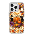Twin Black Cats Halloween White phone case for iPhone 16 Plus