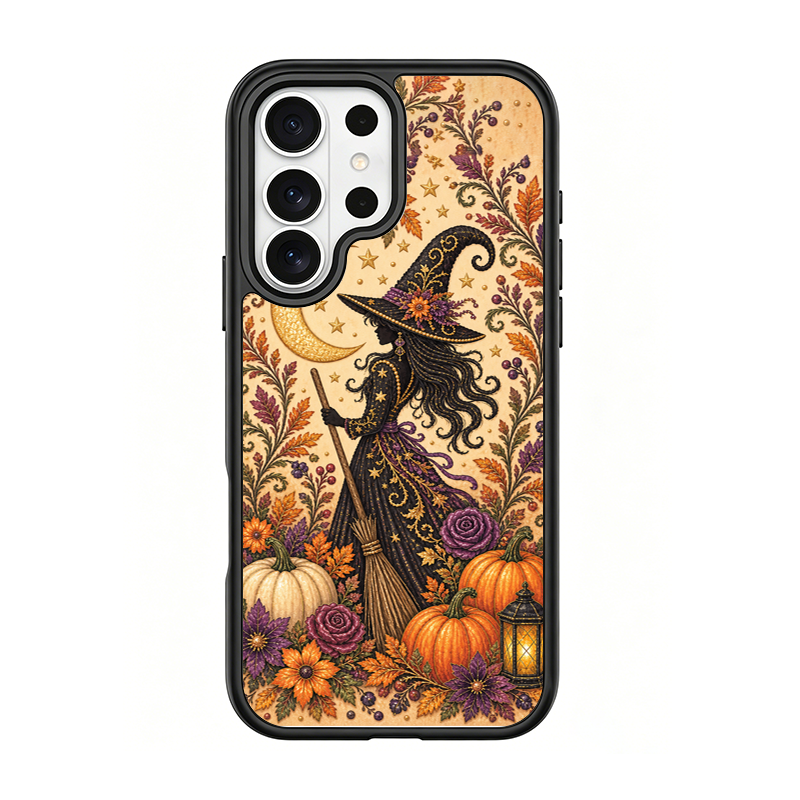 Vintage Autumn Witch Black phone case for Samsung S25 Ultra