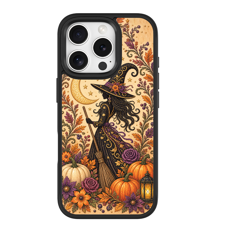 Vintage Autumn Witch Black phone case for iPhone 16