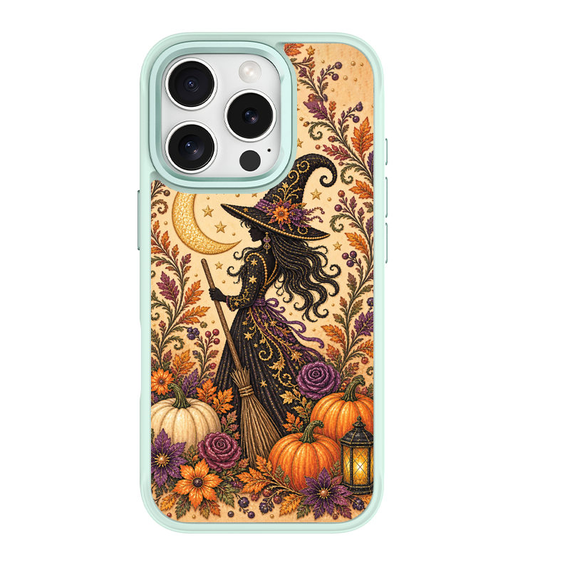 Vintage Autumn Witch Green phone case for iPhone 15 Plus