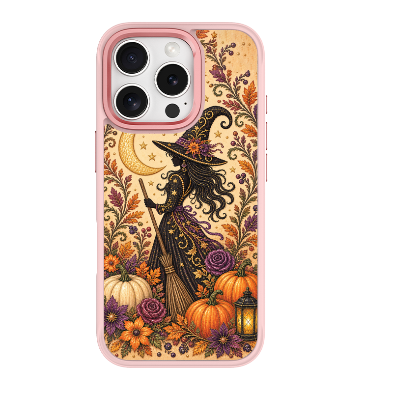 Vintage Autumn Witch Pink phone case for iPhone 16 Pro Max