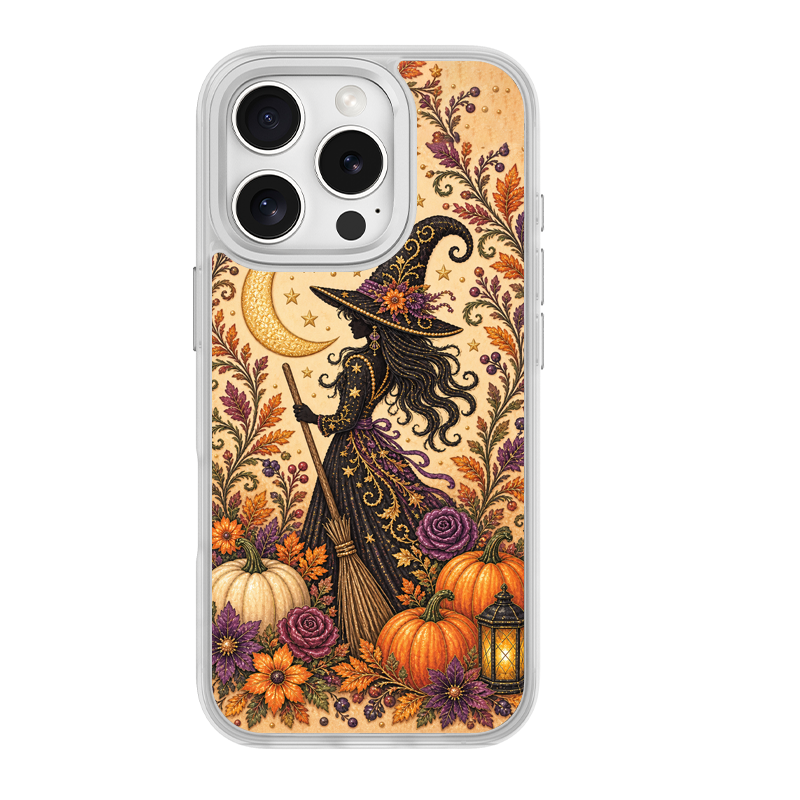 Vintage Autumn Witch White phone case for iPhone 15