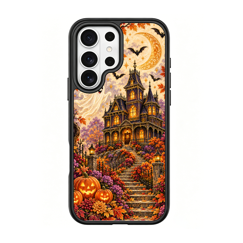Vintage Halloween Haunted House Black phone case for Samsung S26 Ultra