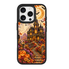 Vintage Halloween Haunted House Black phone case for iPhone 16 Pro Max