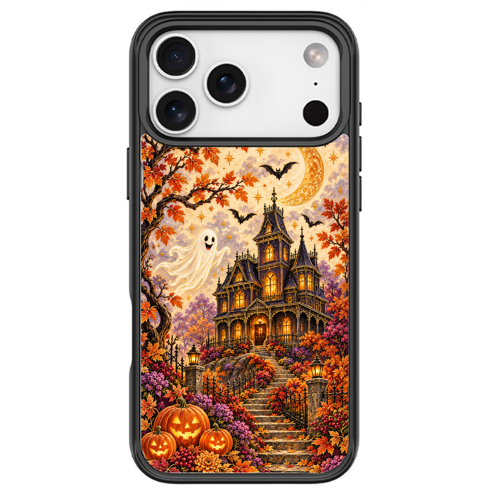 Vintage Halloween Haunted House Black phone case for iPhone 17 Pro