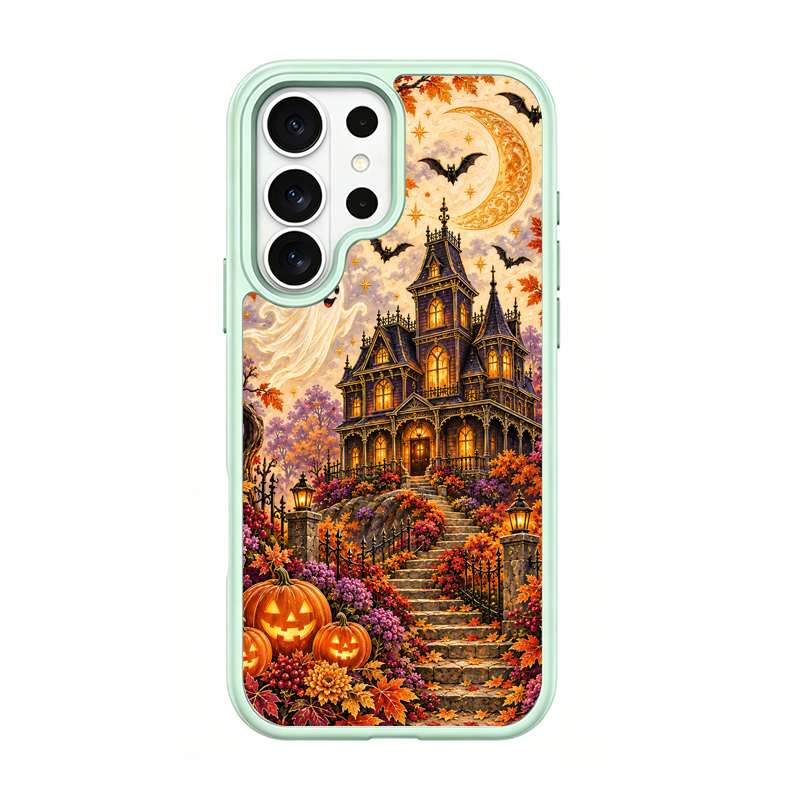 Vintage Halloween Haunted House Green phone case for Samsung S26 Ultra