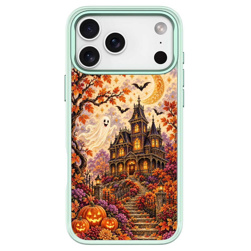 Vintage Halloween Haunted House Green phone case for iPhone 18 Pro Max