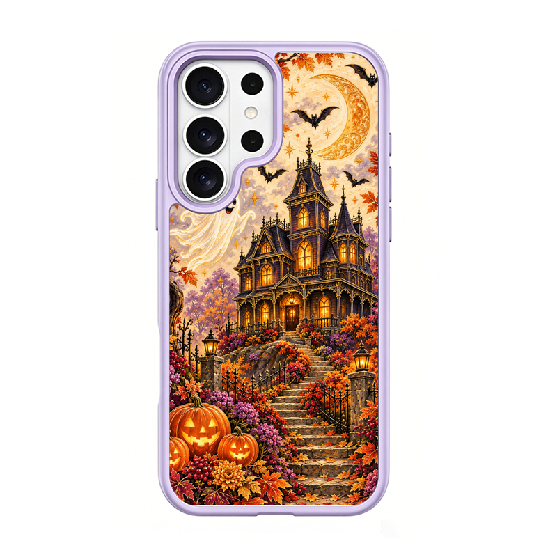 Vintage Halloween Haunted House Purple phone case for Samsung S25 Ultra