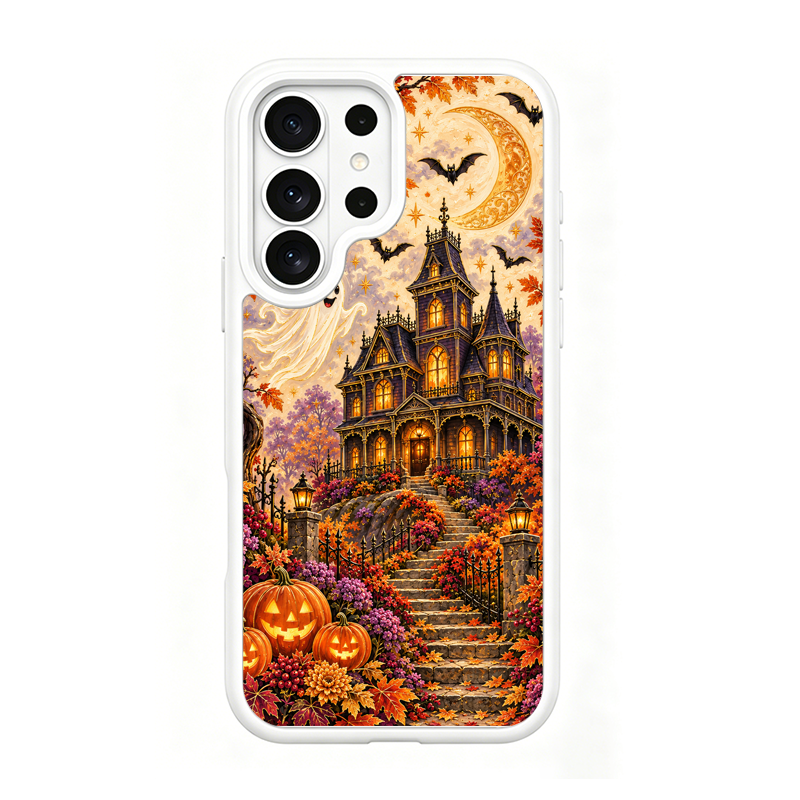 Vintage Halloween Haunted House White phone case for Samsung S25 Ultra