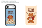 Christmas Social Battery — Personalized 2 Backplates + 1 Phone Case — iPhone 17 Air Black case with all 2 backplates