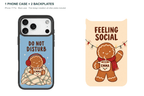 Christmas Social Battery — Personalized 2 Backplates + 1 Phone Case — iPhone 17 Pro Black case with all 2 backplates