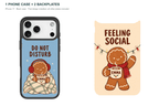 Christmas Social Battery — Personalized 2 Backplates + 1 Phone Case — iPhone 17 Black case with all 2 backplates