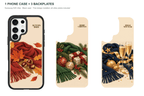 Holiday Season — 3 Backplates + 1 Phone Case — Samsung S25 Ultra Black case with all 3 backplates