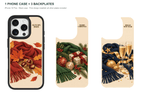 Holiday Season — 3 Backplates + 1 Phone Case — iPhone 16 Plus Black case with all 3 backplates
