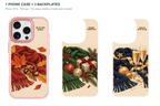 Holiday Season — 3 Backplates + 1 Phone Case — iPhone 16 Pro Pink case with all 3 backplates