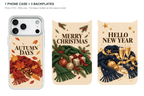 Holiday Season — 3 Backplates + 1 Phone Case — iPhone 18 Pro White case with all 3 backplates