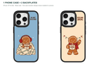 Christmas Social Battery — Personalized 2 Backplates + 1 Phone Case — iPhone 16 Pro Max Black case — all designs shown installed; one case included