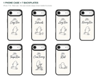 Running Days Personalized — 7 Backplates + 1 Phone Case — iPhone 17 Air Black case — all designs shown installed; one case included