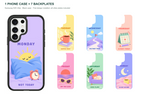 Seven Moods — 7 Backplates + 1 Phone Case (V2) — Samsung S25 Ultra Black case with all 7 backplates