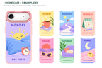 Seven Moods — 7 Backplates + 1 Phone Case (V2) — iPhone 17 Air Pink case with all 7 backplates